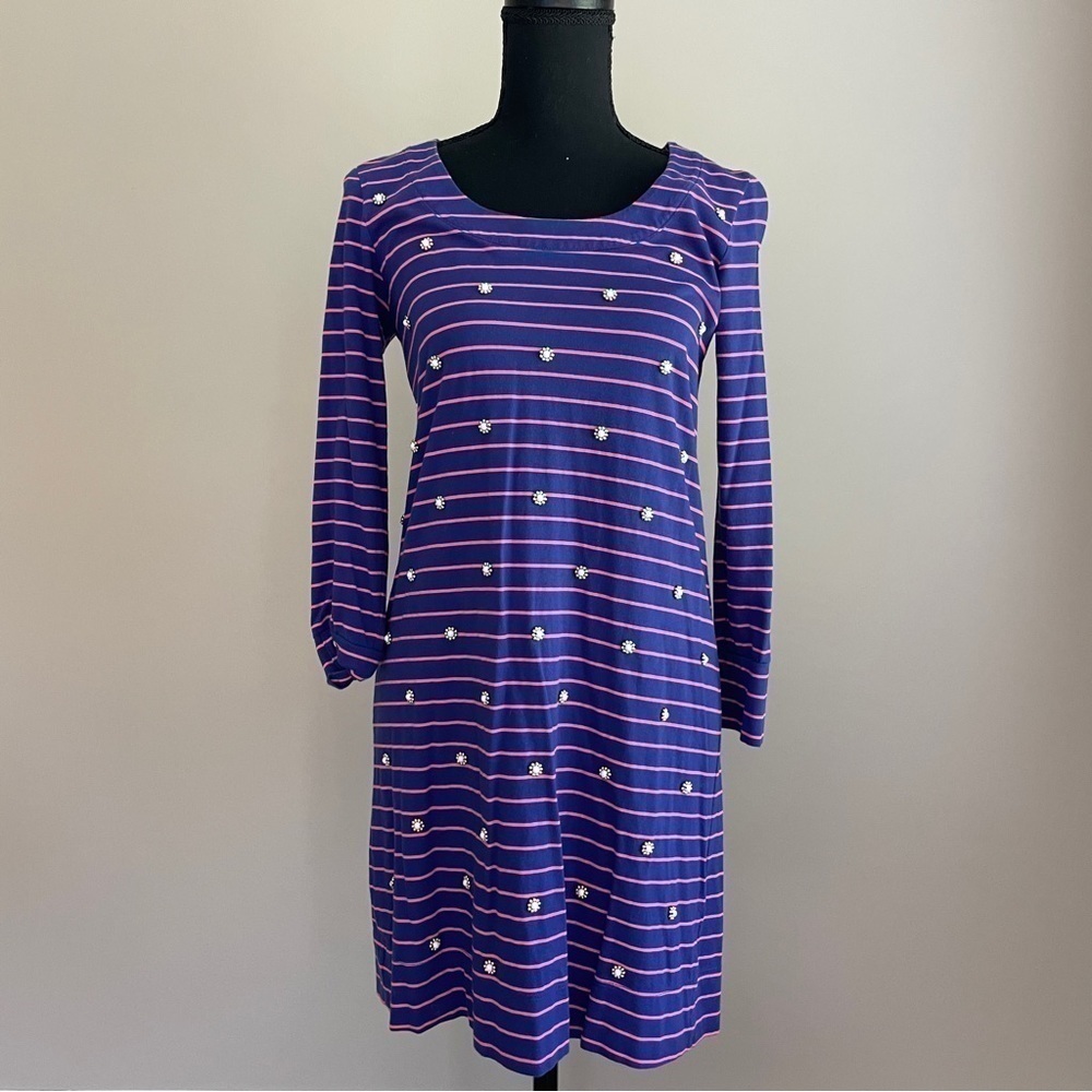 LILLY Pulitzer Striped Boatneck Cotton Dress Size XS Blue Pink Stripe